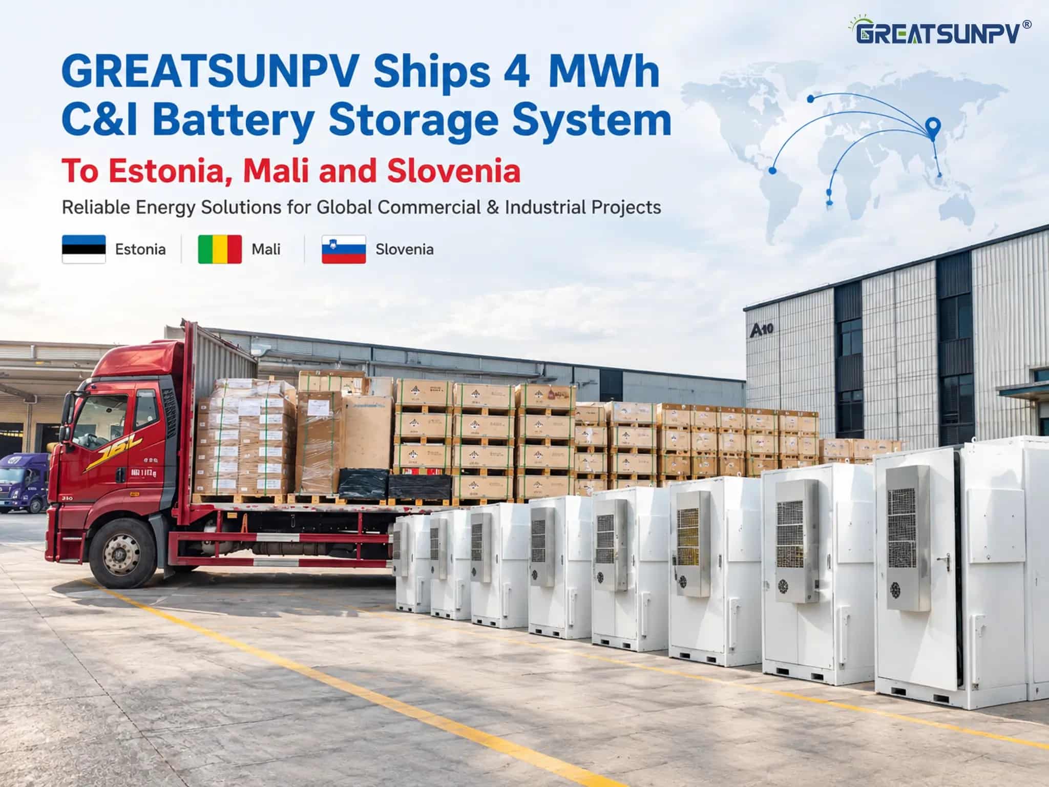 GreatsunPV Ships 4 MWh of C&I Battery Storage to Estonia, Mali and Slovenia
